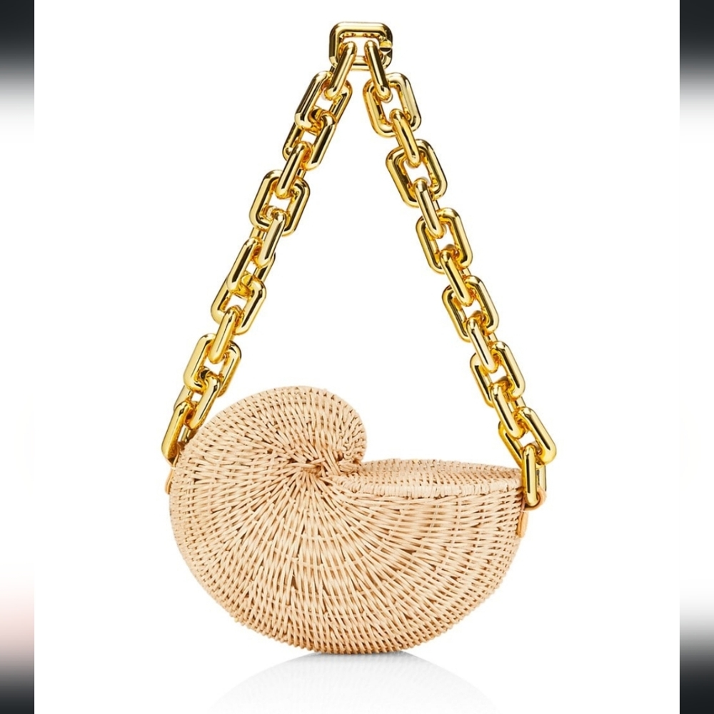 Gold Nautilus Shoulder Bag with Chain